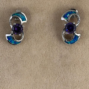 Amethyst  & Australian Opal 925 Silver Earrings